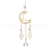 Alloy Cable Chains Moon Pendant Decorations HJEW-TA00149-1