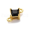 Brass Cubic Zirconia Rhombus Connector Charms KK-F894-12G-04-2