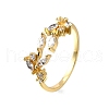 Brass Micro Pave Clear Cubic Zirconia Cuff Rings for Women RJEW-H247-12G-4