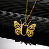 304 Stainless Steel Butterfly Initial Pendant Necklaces WG80197-21-1