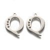 Tarnish Resistant 304 Stainless Steel Letter Pendant Rhinestone Settings STAS-Y006-61P-Q-1