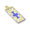 Handmade Glass Seed Beaded Rectangle with Cross Pendants PALLOY-MZ00616-03-2