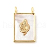 Brass Pave Natural White Shell Pendants KK-S522-02A-G-1