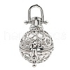 Rack Plating Brass Bead Cage Pendants KK-D025-01C-P-1