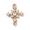 Brass Clear Cubic Zirconia Connector Charms KK-P301-03E-G-1