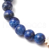 3Pcs Shell Pearl Bead & Natural Carnelian & Dyed Lapis Lazuli & Tiger Eye Round Beaded Stretch Bracelets for Women BJEW-JB11937-5