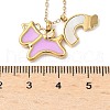 304 Stainless Steel Pearl Pink Enamel & Natural White Shell Pendant Unicorn Rainbow Pendant Necklaces for Women NJEW-M101-02G-5