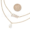 Glass Pearl Teardrop Pendant Brass Chain Double Layer Necklaces for Women NJEW-JN05341-3
