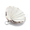 Natural Clam Shell Copper Wire Wrapped Pendants PALLOY-JF02056-01-3