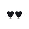 Sweet S925 Sterling Silver Black Agate Heart Stud Earrings AK6007-5