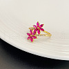 Flower Brass Micro Pave Cubic Zirconia Finger Rings for Women FS-WGC33AC-01-3