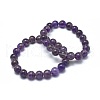 Natural Amethyst Bead Stretch Bracelets BJEW-K212-A-034-1