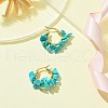 Synthetic Turquoise Chips Braided Hoop Earrings EJEW-JE04940-25-3