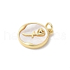 Brass Pave Natural White Shell Pendants KK-S522-13G-2