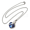 304 Stainless Steel & Blue Glass Heart Urn Ashes Necklaces NJEW-K393-04P-4