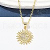Brass Micro Pave Clear Cubic Zirconia Sun Pendant Necklaces for Women NJEW-S449-05A-G-3