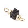 Natural Lava Rock Disc & Electroplate Non-magnetic Synthetic Hematite Round Beaded Connector Charms PALLOY-JF04016-4