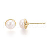 Brass Natural Pearl Stud Earrings PEAR-N020-08F-2
