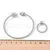 Teardrop Brass Micro Pave Cubic Zirconia Cuff Bangles & Rings Sets for Women SJEW-R002-04P-02-4