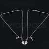 2Pcs Alloy Emerald and Rose Rhinestone Witch Best Friends Heart Pendant Couple Necklaces for Women FS-WG895A1-02-2