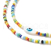 Natural Shell Horse Eye & Glass Seed Beaded Double Layer Necklace for Women NJEW-JN03932-3