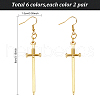 12 Pairs 6 Color Alloy Dangle Earrings with Iron Pins EJEW-AB00041-2