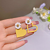 Daisy with Heart Alloy Dangle Stud Earrings FS-WG498A8-01-4