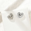 Brass Micro Pave Clear Cubic Zirconia Stud Earrings EJEW-R016-26P-05-3