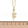 Brass Pave Full Cubic Zirconia Snake Pendant Necklaces NJEW-D309-02G-B-3