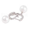 Rack Plating Brass Clear Cubic Zirconia ABS Pearl Earrings EJEW-S219-15P-01-2