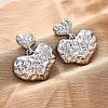Hammered Heart Brass Dangle Stud Earrings EJEW-R025-23P-2