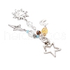 Natural Quartz Crystal Beads with Natural Grade AB Tiger Eye Beads and Glass Beads and Alloy Charms Decorations HJEW-JM03031-03-4