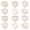 BENECREAT 12Pcs Brass Pave White Shell Heart Charms FIND-BC0013-84A-1