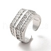 Clear Cubic Zirconia Multi Line Open Cuff Ring RJEW-C041-01P-1