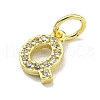 Letter Brass Micro Pave Clear Cubic Zirconia Pendants KK-K354-06G-Q-2