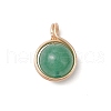 Copper Wire Wrapped Natural Mashan Jade & Natural Malaysia Jade & Natural Tiger Eye & Natural Green Aventurine & Natural Quartz Round Charms PALLOY-JF03409-2