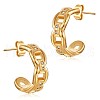 Clear Cubic Zirconia Chain Shape C-shape Stud Earrings JE943A-1