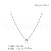 Simple Stainless Steel Pave Clear Cubic Zirconia Flat Round Pendant Necklaces for Women Daily Wear DS3684-1-1
