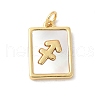Brass Pave Natural White Shell Pendants KK-S522-09G-F-1