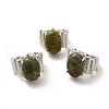 Natural Unakite Oval Open Cuff Ring RJEW-P082-03P-12-1