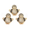 Rack Plating Brass Micro Pave Clear & Black Cubic Zirconia Penguin Connector Charms KK-Z064-41G-1
