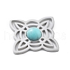 304 Stainless Steel Pave Synthetic Turquoise Pendants STAS-I327-14P-02-2