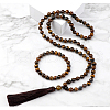 Natural Tiger Eye Round Beaded Pendant Necklaces & Bracelets Sets FS-WG9D102-06-1