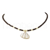 4Pcs 4 Styles Electroplated Natural Shell Pendant Necklaces NJEW-JN05221-6