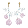 Flower Woven Seed Beads & Natural Magnesite Stud Earrings EJEW-MZ00152-1