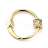 Rack Plating Brass Micro Pave Clear Cubic Zirconia Screw Carabiner Lock Charms KK-D047-08G-1