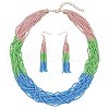 Bohemian Style Acrylic Seed Beaded Multilayer Necklaces & Tassel Dangle Earrings Sets FS-WG5C0BD-04-2