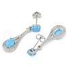 Rack Plating Teardrop Brass Pave Clear Cubic Zirconia Stud Earrings for Women EJEW-Z059-08P-2