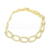 Brass Micro Pave Clear Cubic Zirconia Curb Chain Bracelets for Women BJEW-A034-04A-G-4