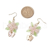 304 Stainless Steel Flower with Butterfly Dangle Earrings EJEW-MZ00455-01-3